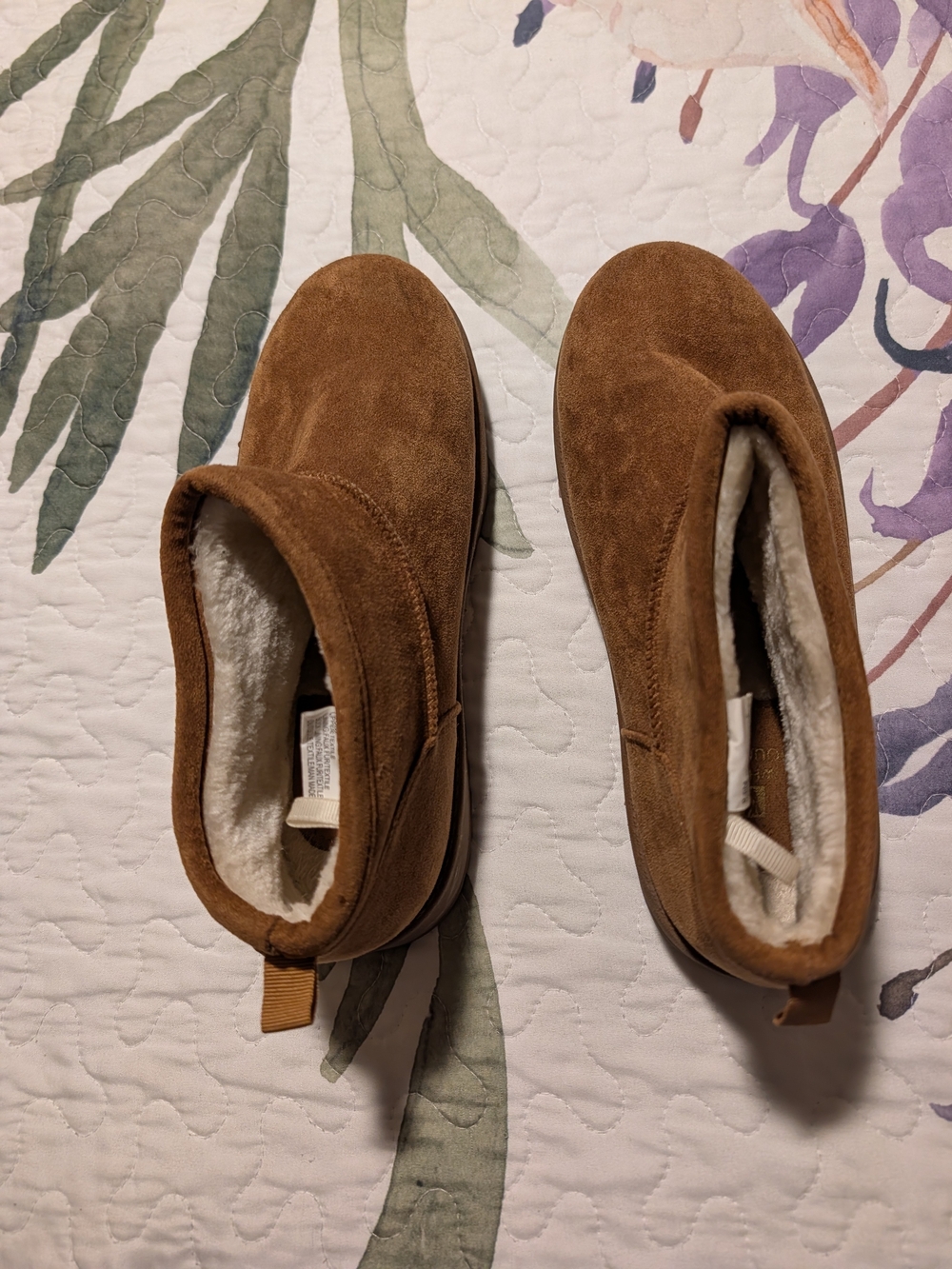 White Mountain Women's Tan Faux-Suede Shearling-Lined Ankle Booties